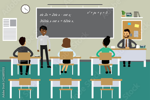 school furniture and education process,classroom interior