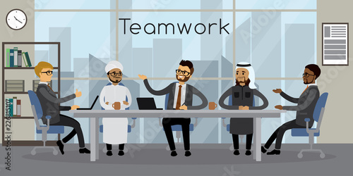 Multi Ethnic business teamwork in modern office,