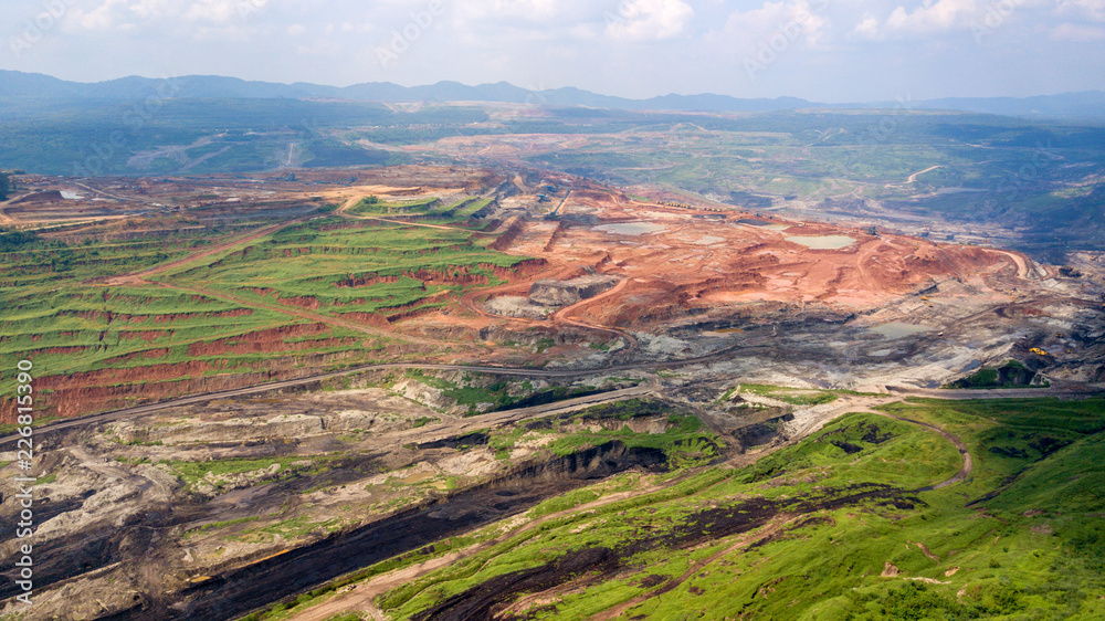 Aerial view Coal mines and top view landscape