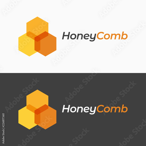 Honey comb logo on black and white background