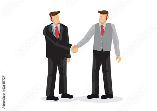 Business people hand shaking. Concept of negotiating business, cooperation, collaboration, teamwork, communication or partnership. Isolated vector illustration