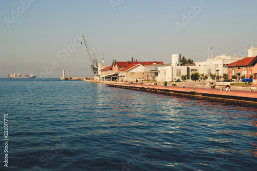 The seafront in the city of Thessaloniki, Greece. Mediterranean Sea, holiday resort.