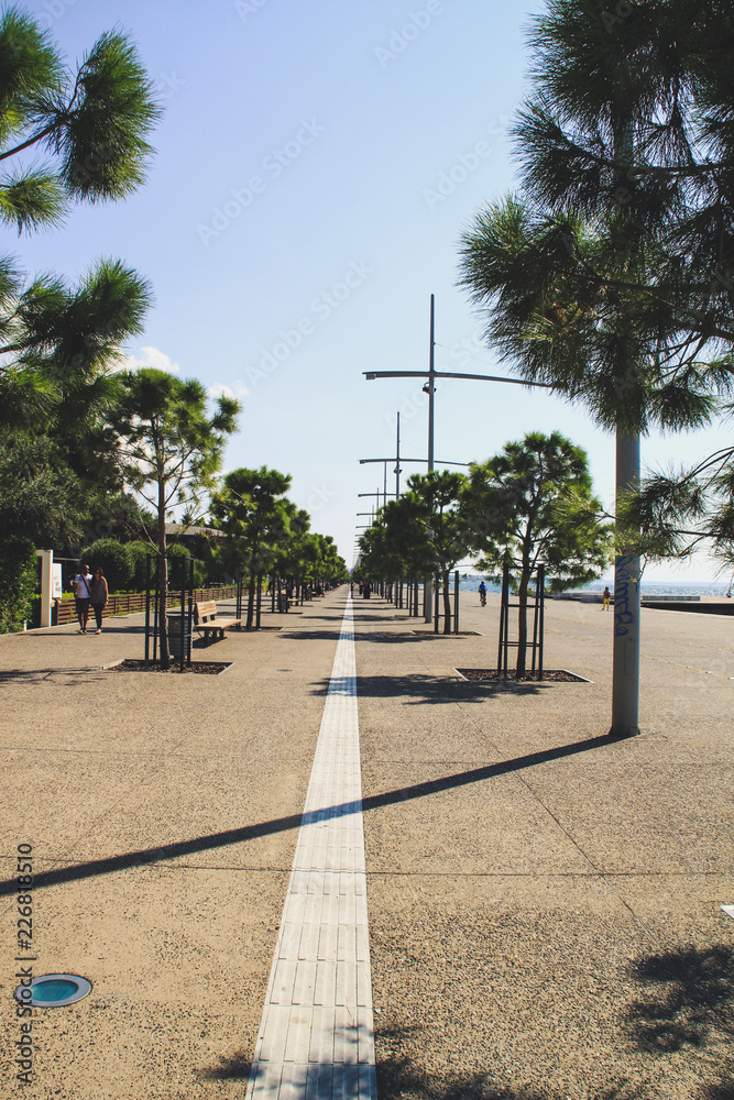 The seafront in the city of Thessaloniki, Greece. Mediterranean Sea, holiday resort.