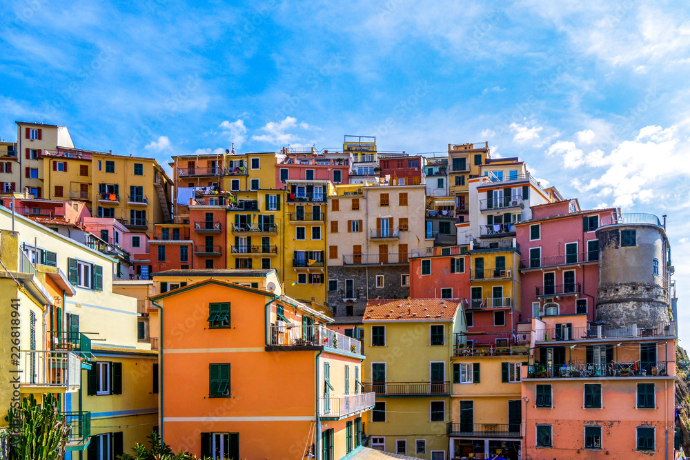 Colorful houses in Manarola Village Italy 