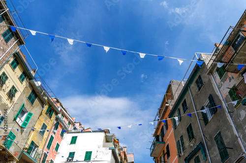 Colorful houses in Riomaggiore village Italy