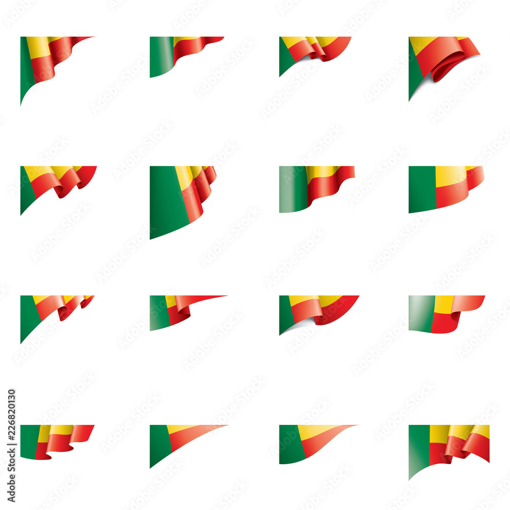 Benin flag, vector illustration on a white background Benin flag, vector illustration on a white background