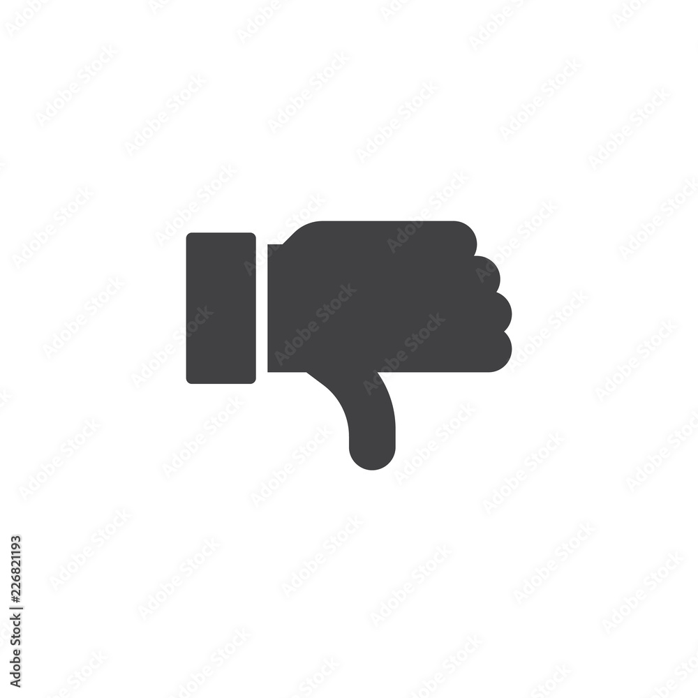 Thumbs Down, dislike vector icon. filled flat sign for mobile concept and web design. Finger thumb down simple solid icon. Symbol, logo illustration. Pixel perfect vector graphics