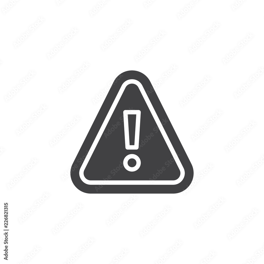 Alert warning sign vector icon. filled flat sign for mobile concept and web design. Attention simple solid icon. Symbol, logo illustration. Pixel perfect vector graphics Alert warning sign vector icon. filled flat sign for mobile concept and web design. Attention simple solid icon. Symbol, logo illustration. Pixel perfect vector graphics
