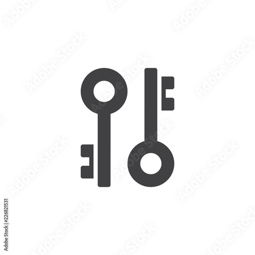 Vintage Keys vector icon. filled flat sign for mobile concept and web design. Encryption simple solid icon. Keywords symbol, logo illustration. Pixel perfect vector graphics