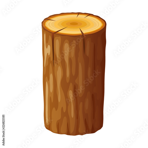 Tree, wooden stump with rings. Cut trees, isolated on white background. Vector illustration in flat style.