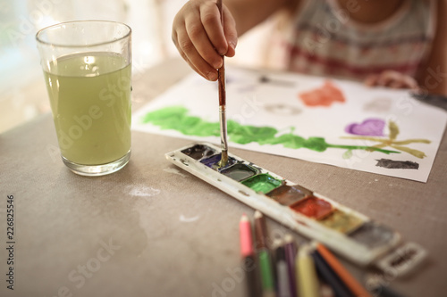 child draw close-up  lifestyle in real interior