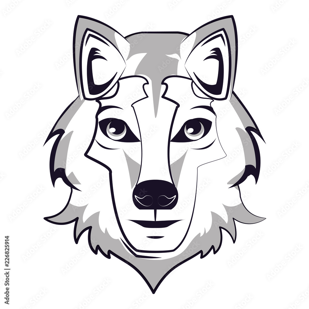 Fototapeta premium Wolf face cool sketch