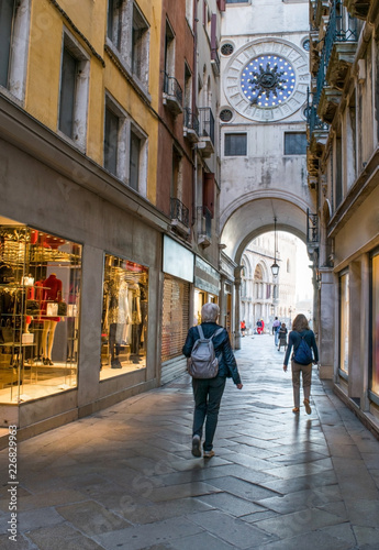 City landscapes of Venice,Italy,05 October 2018,landscape of Venice, autumn morning near St. Mark's square, shopping malls With shops,residential area of St. Mark