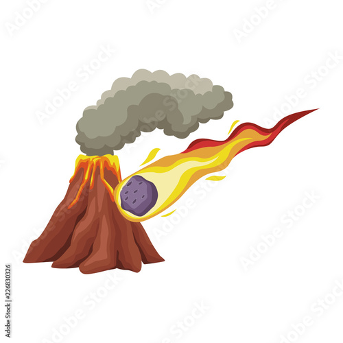 Vulcano with lava and meteor cartoon