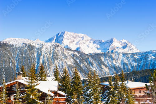 Courchevel ski resort in Alps mountains, France