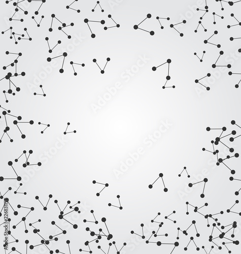 Abstract Connected Particles Background - Molecular Design - Simple Futuristic Modern Non-figurative Style Based on Dots and Lines