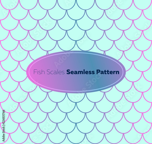 Gradient fish scales seamless pattern. Trendy mermaid texture