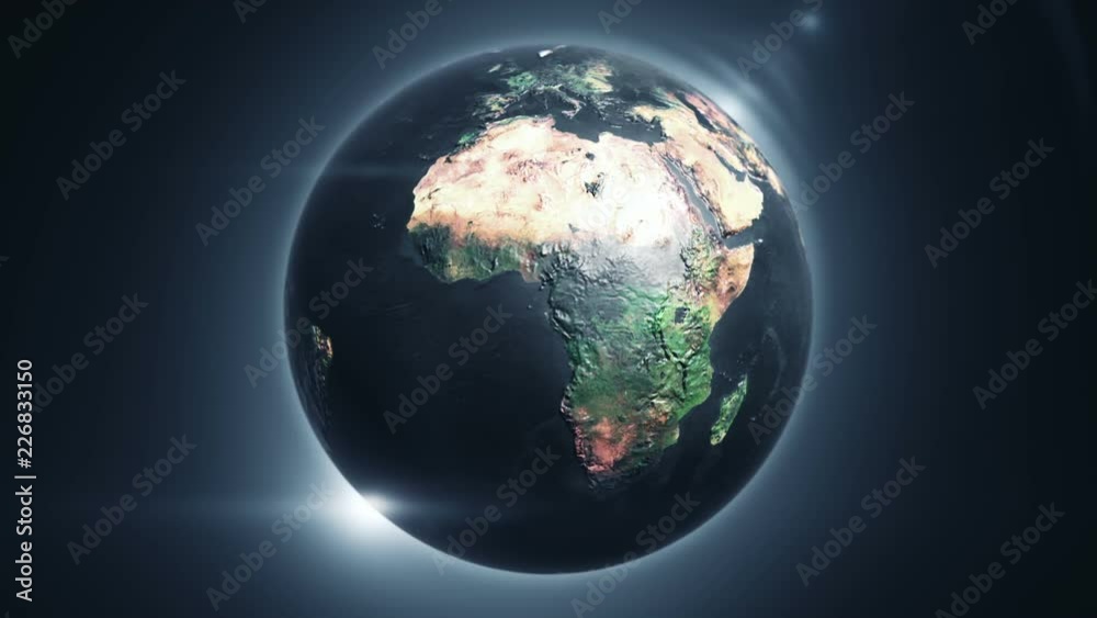 Animation of rotating Earth globe with view from cosmos. Realistic texture and lights on Globe surface. Satellites, lines and light beams. Animation of seamless loop. Animation of rotating Earth globe with view from cosmos. Realistic texture and lights on Globe surface. Satellites, lines and light beams. Animation of seamless loop.
