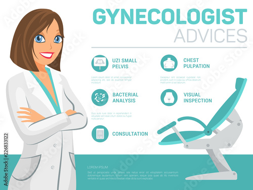 Gynecologist Advices. Vector Flat Illustration.