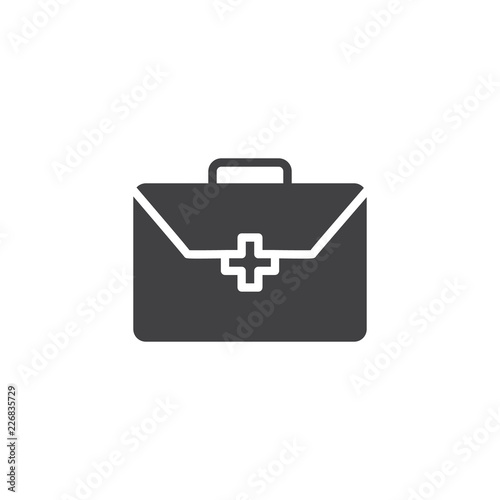 First aid kit vector icon. filled flat sign for mobile concept and web design. Doctor bag with medical cross simple solid icon. Symbol, logo illustration. Pixel perfect vector graphics