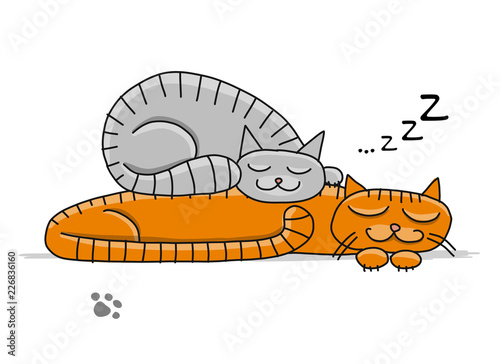 Sleeping cats, sketch for your design