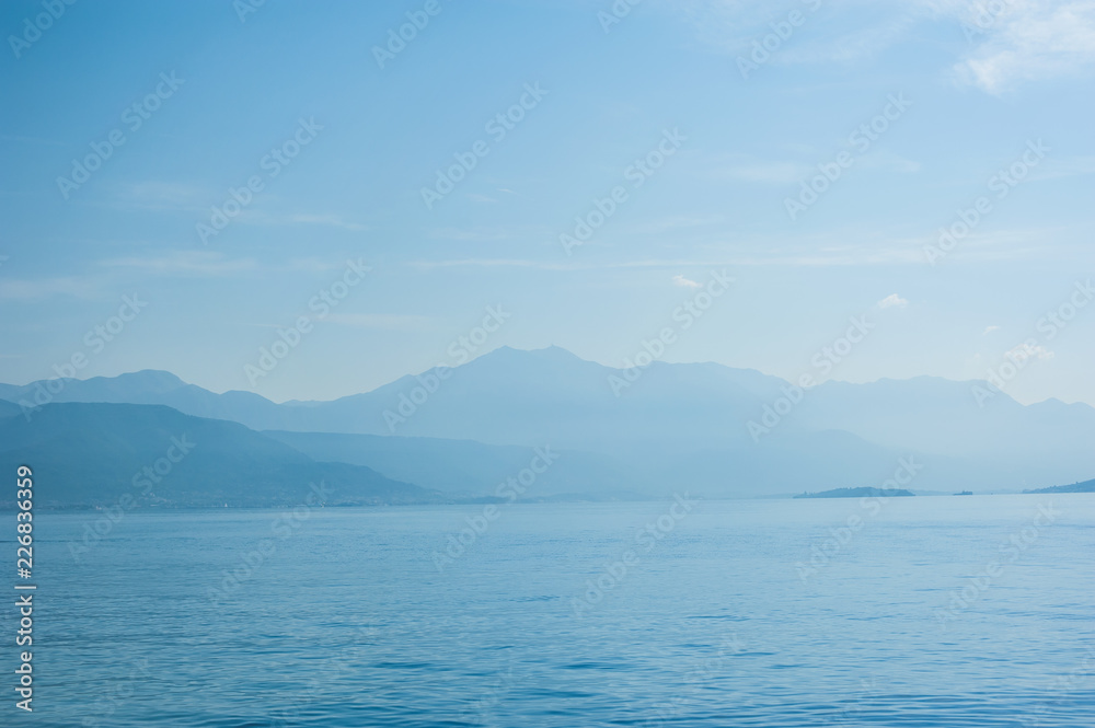 Beautiful sea landscape with mountains in background