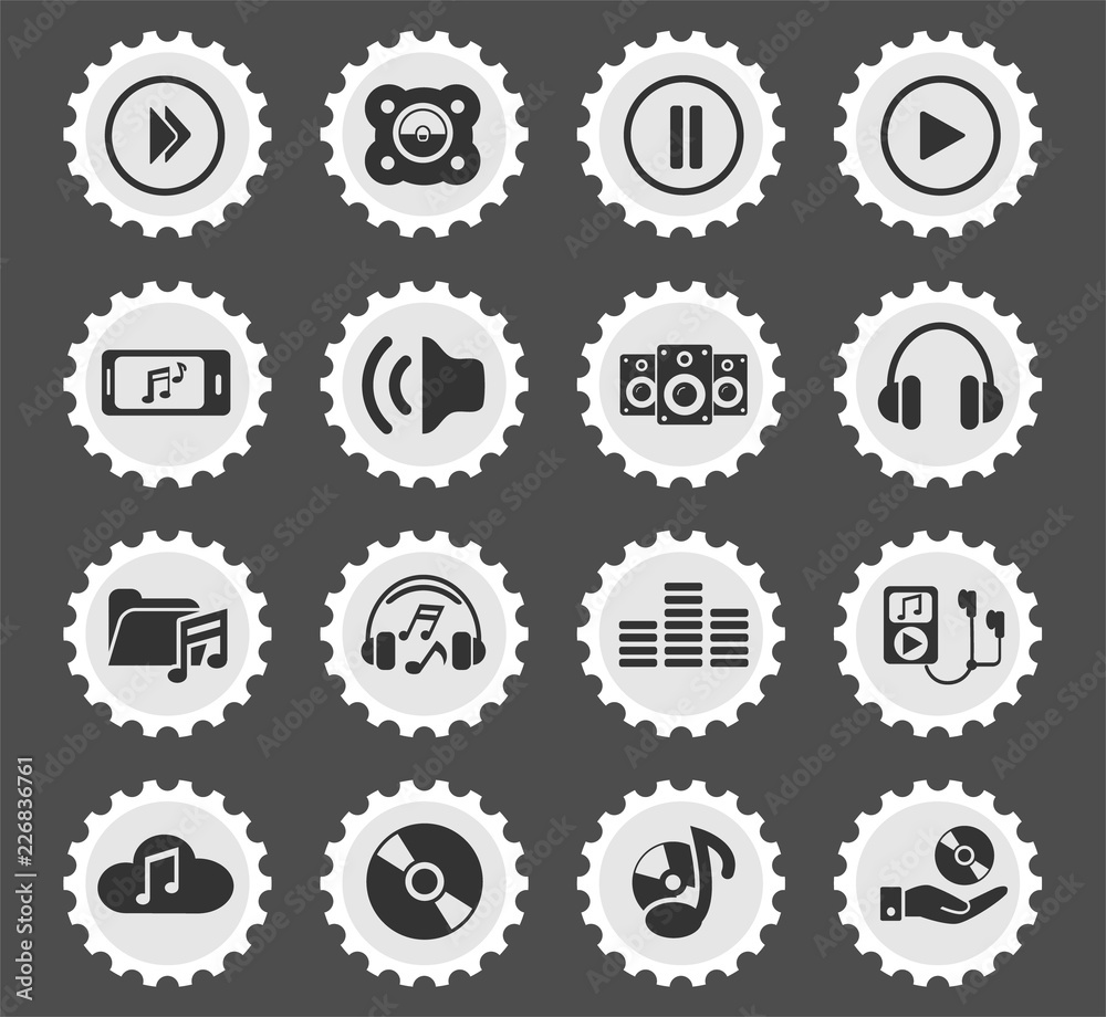 digital music icon set
