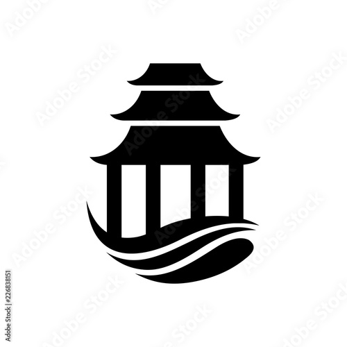 The Temple Pagoda Silhouette Building Tower Creative Icon Logo Design Template Element Vector