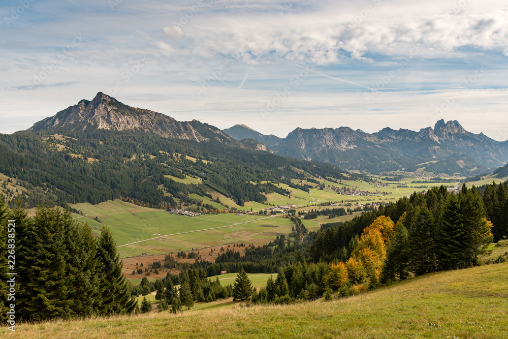 The autumnal Tannheimer valley in the Austrian Alps