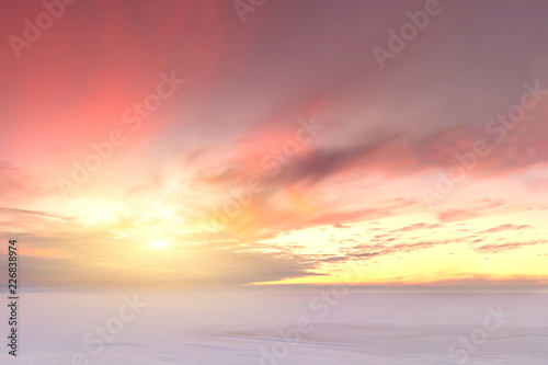 Majestic summer sunset over the Chudskoy lake © aifeati