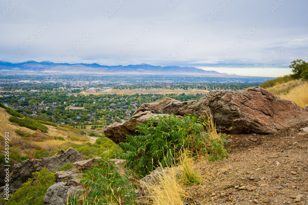 Hiking Trail Overlook onto a City