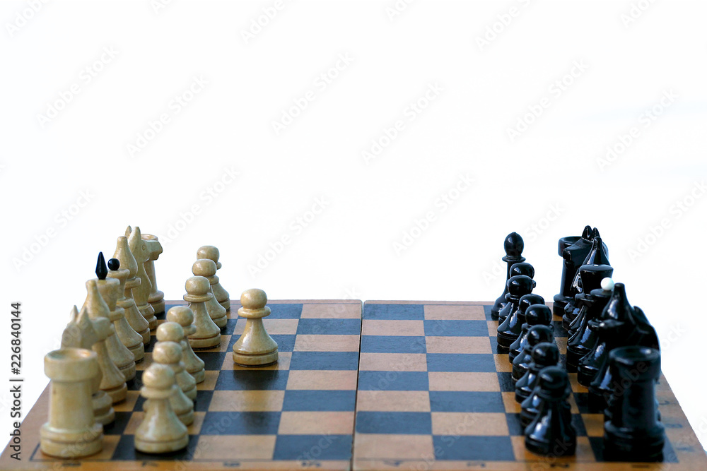 Chess pieces on a board.