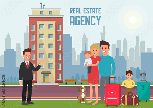 Real Estate Agency. Vector Flat Illustration.