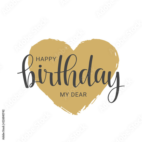 Handwritten lettering of Happy Birthday on white background