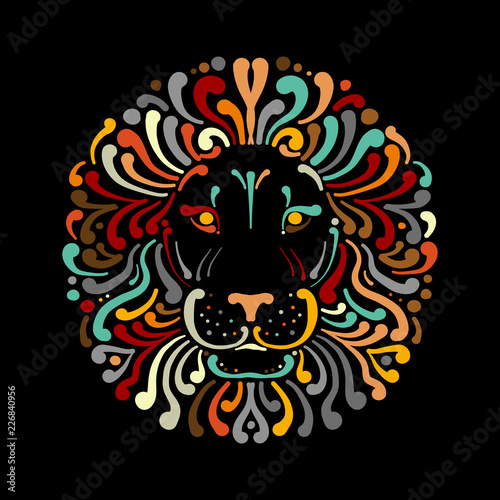 Fototapeta Naklejka Na Ścianę i Meble -  Lion face logo colorful, sketch for your design