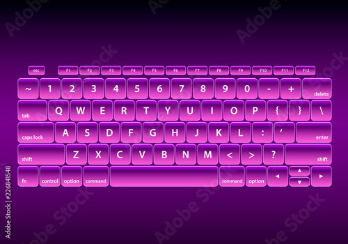 Black keyboard object on purple background . Vector illustration