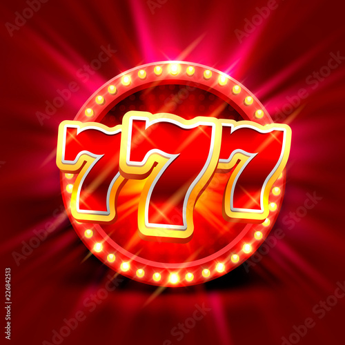 Big win slots 777 banner casino on the red background. Vector illustration 