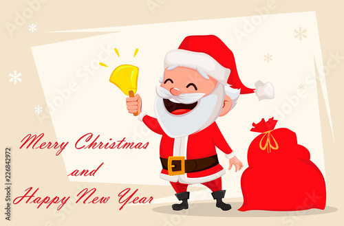 Merry Christmas greeting card with Santa Claus