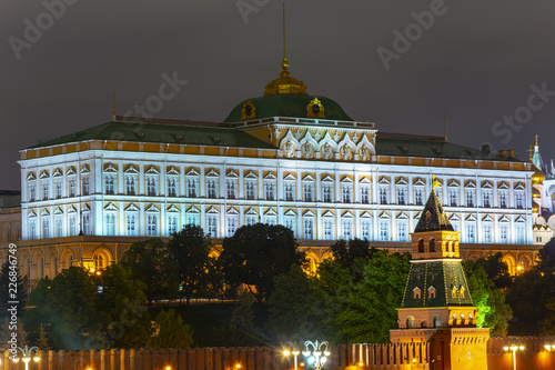 Grand Kremlin palace of Moscow Kremlin at night, Russia