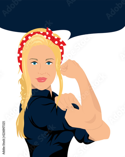 Frauenpower We can do it Flat Design isoliert auf weißem Hintergrund