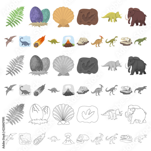 Different dinosaurs cartoon icons in set collection for design. Prehistoric animal vector symbol stock web illustration.