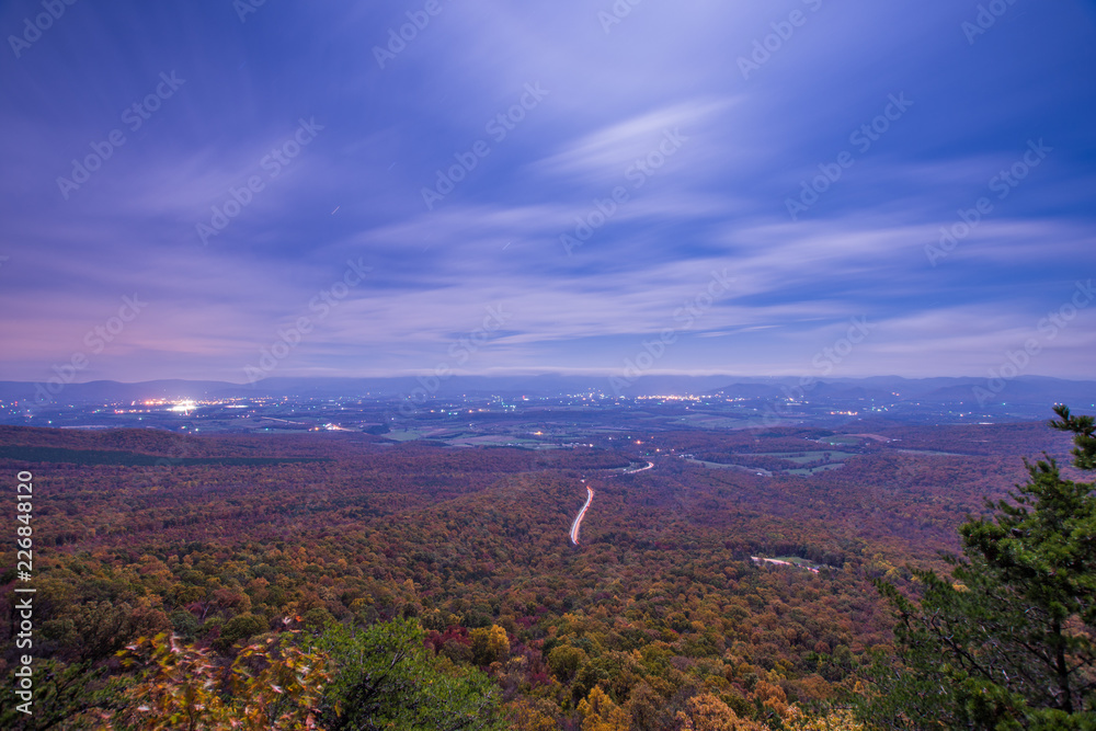Skyline of Luray, Virginia from the washington and jefferson