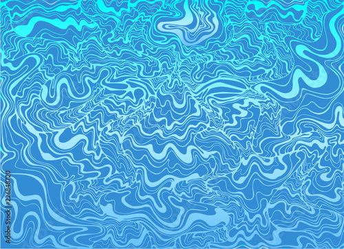 Sky blue and blue decorative doodles waves.Vintage decorative element.