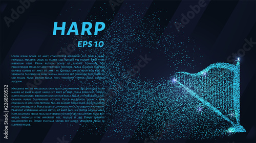 Harp of the particles. Harp consists of circles and points. Vector illustration