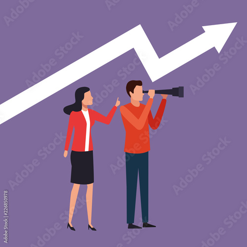 Business colleagues doing presentation cartoon