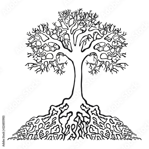 tree natural symbol on white background realistic and handmade stroke