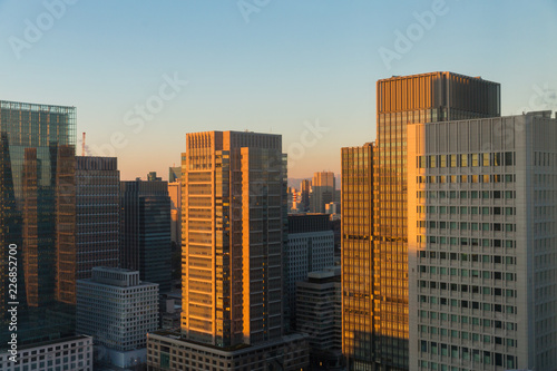 architecture and urban concept - skyscrapers or office buildings in downtown of tokyo city
