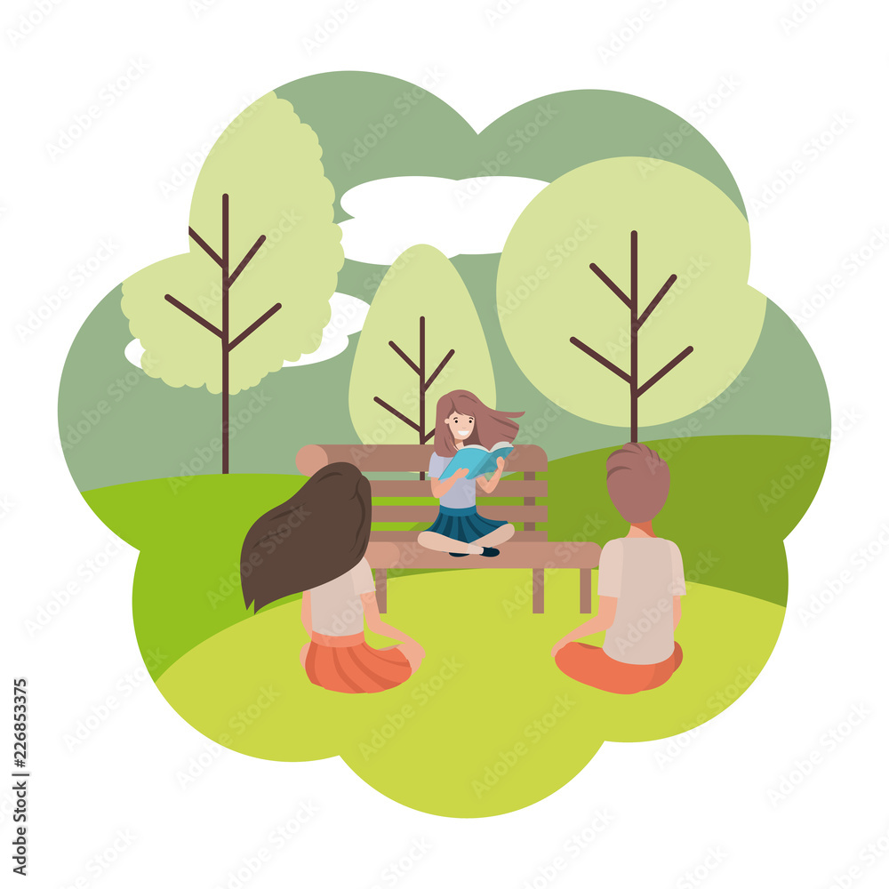 group of people in park chair avatar character group of people in park chair avatar character