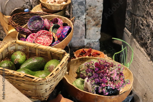 Assorted Goods in Baskets at Market in Mexico City