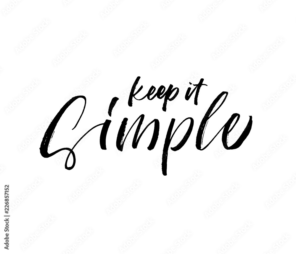 Keep it simple card. Vector typography lettering.